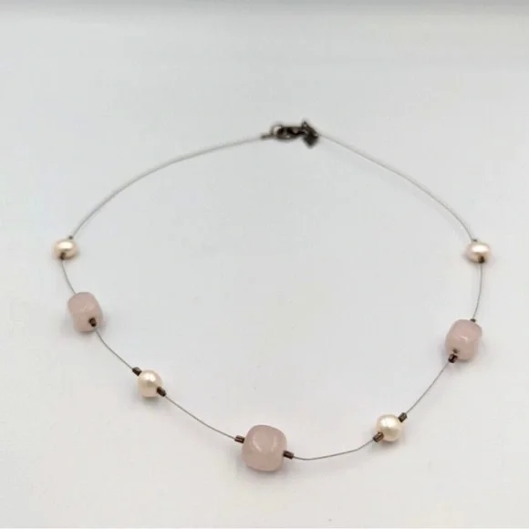 Silpada Vintage Sterling *Rose Quartz & Pearl Necklace - Picture 7 of 8